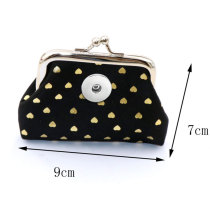 Fabric Stamping Love Zero Wallet Children's Wallet Mini Bag fit 20MM Snaps button jewelry wholesale