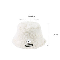 Imitation Rabbit Hair Black Label Letter Fisherman Hat Water Bucket Hat Plush Warm Pot Hat fit 20MM Snaps button jewelry wholesale
