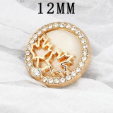 12MM Thanksgiving Maple Leaf Rhinestone Metal snap button charms