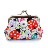 PU Printed Zero Wallet Ladybug Bank Card Bag Children's Zero Money Bag fit 20MM Snaps button jewelry wholesale