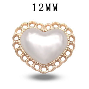 12MM love  alloy rhinestone pearl snap button charms