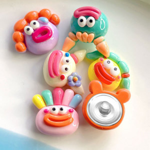 20MM Cartoon Cute Fried Hair Big Mouth Resin snap button charms