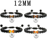 Double Crown Molten Rock Matte Frosted Beaded Woven Bracelet fit 12MM Snaps button  wholesale