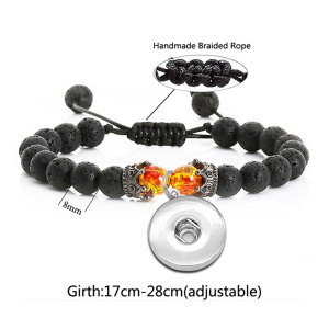 Double Crown Molten Rock Matte Frosted Beaded Woven Bracelet fit  20MM Snaps button  wholesale