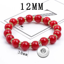 Coral Pearl Crystal Elastic Bracelet fit  12MM Snaps button  wholesale