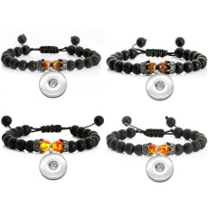 Double Crown Molten Rock Matte Frosted Beaded Woven Bracelet fit  20MM Snaps button  wholesale