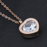 Stainless Steel Valentine's Day Zircon Love Pendant Necklace