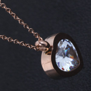 Stainless Steel Valentine's Day Zircon Love Pendant Necklace