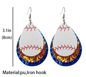 Team Color Cheerleading Football Baseball Softball Leather Earrings