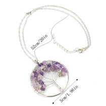 Natural Crushed Stone Crystal Tree of Life Necklace Colorful Natural Stone