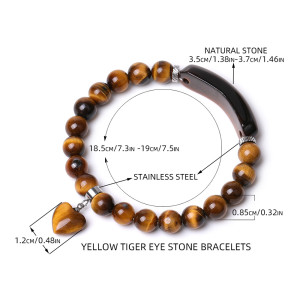 Tiger Eye Stone Natural Stone Hand Cut Love Couple Bracelet
