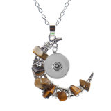 Handmade Colorful Stone Crystal Amethyst Moon Pendant Necklace fit 20MM Snaps button jewelry wholesale