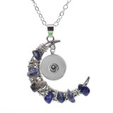 Handmade Colorful Stone Crystal Amethyst Moon Pendant Necklace fit 20MM Snaps button jewelry wholesale