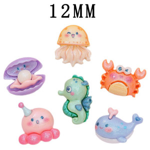 12MM Pearl Octopus, Seahorse Crab resin snap button charms