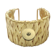 Metal Handwoven Wrapped Open Wide Face Bracelet fit 20MM Snaps button jewelry wholesale