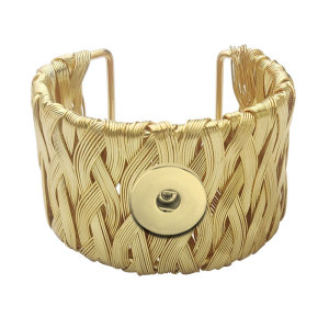 Metal Handwoven Wrapped Open Wide Face Bracelet fit 20MM Snaps button jewelry wholesale