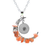 Handmade Colorful Stone Crystal Amethyst Moon Pendant Necklace fit 20MM Snaps button jewelry wholesale