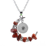 Handmade Colorful Stone Crystal Amethyst Moon Pendant Necklace fit 20MM Snaps button jewelry wholesale