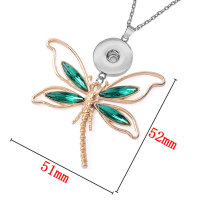 Alloy accessories hollowed out diamond multicolored dragonfly necklace fit 20MM Snaps button jewelry wholesale