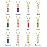 Stainless Steel Colorful Twelve Birthday Stone Zircon Necklace