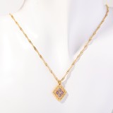 Stainless Steel Colorful Twelve Birthday Stone Zircon Necklace