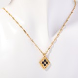 Stainless Steel Colorful Twelve Birthday Stone Zircon Necklace