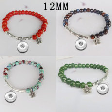 Ceramics bead alloy elasticity Bracelet fit  12MM Snaps button  wholesale