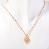 Stainless Steel Colorful Twelve Birthday Stone Zircon Necklace