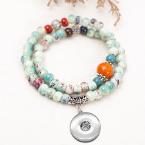 Ceramics bead alloy elasticity Bracelet fit  20MM Snaps button  wholesale