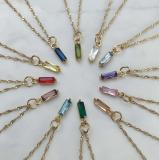 Stainless Steel Colorful Twelve Birthday Stone Zircon Necklace