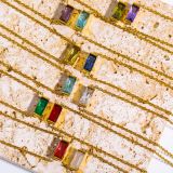 Stainless Steel Colorful Twelve Birthday Stone Zircon Necklace