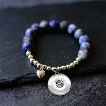 Natural stone bead alloy elasticity Bracelet fit  20MM Snaps button  wholesale