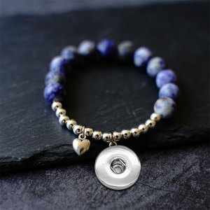 Natural stone bead alloy elasticity Bracelet fit  20MM Snaps button  wholesale