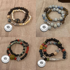 Natural stone bead alloy elasticity fit  20MM Snaps button  wholesale