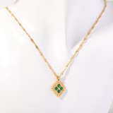 Stainless Steel Colorful Twelve Birthday Stone Zircon Necklace