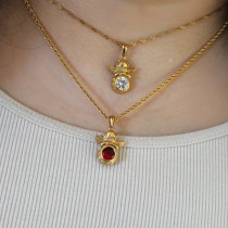 Stainless Steel angel Colorful Twelve Birthday Stone Zircon Necklace