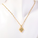 Stainless Steel Colorful Twelve Birthday Stone Zircon Necklace