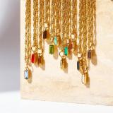 Stainless Steel Colorful Twelve Birthday Stone Zircon Necklace