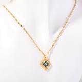 Stainless Steel Colorful Twelve Birthday Stone Zircon Necklace