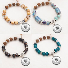 Ceramics bead alloy elasticity Bracelet fit  20MM Snaps button  wholesale