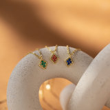 Stainless Steel Colorful Twelve Birthday Stone Zircon Necklace
