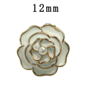 12MM Metal Pearl Mountain Camellia snap button charms