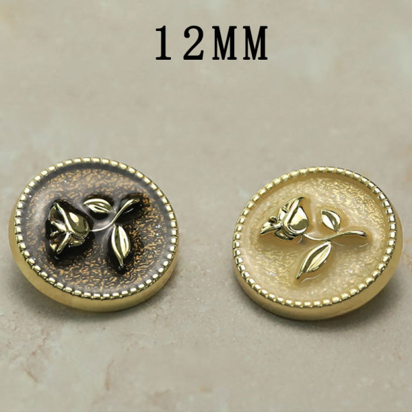 12MM Metal rose snap button charms