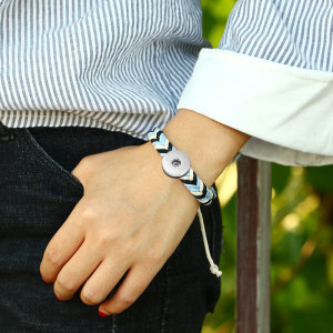 Colorful hemp rope hand woven bracelet fit  20MM Snaps button  wholesale