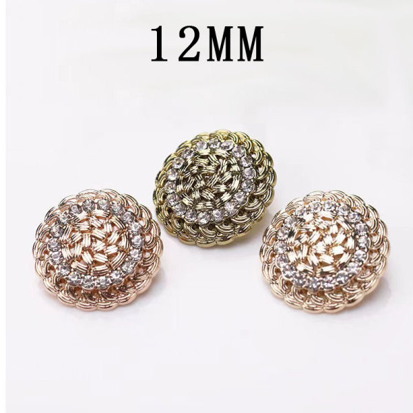 12MM Metal Design Sensory Water Diamond snap button charms