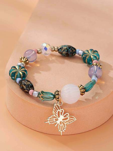 Butterfly Natural Stone Beaded Bracelet