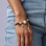 Conch Sun Flower Tassel Beaded Bracelet