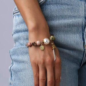 Conch Sun Flower Tassel Beaded Bracelet