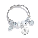 Stainless Steel Valentine's Day Love Beaded Bracelet with Adjustable Opening fit 20MM  Snaps button jewelry wholesale