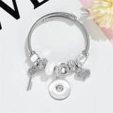Stainless Steel Valentine's Day Love Beaded Bracelet with Adjustable Opening fit 20MM  Snaps button jewelry wholesale